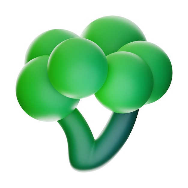 icona di cibo brocolli premium rendering 3d su sfondo isolato