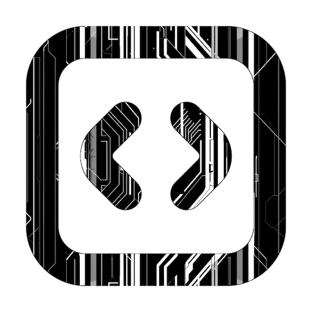 icona di codice quadrato texture tecnologica bianca e nera