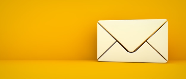 Icona di contatto e-mail su sfondo giallo rendering 3d