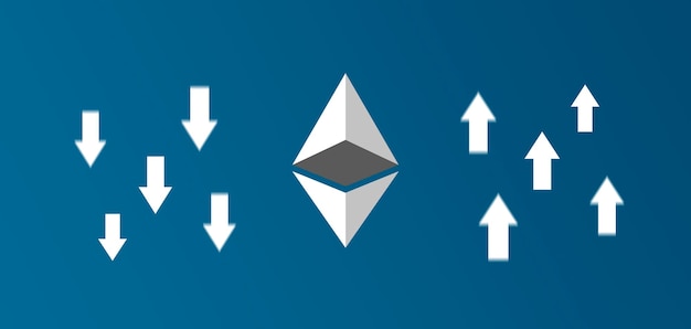 Icona di criptovaluta con frecce su e giù