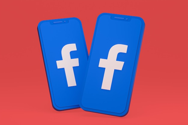 Icona di Facebook sul rendering 3d dello smartphone o del telefono cellulare sullo schermo