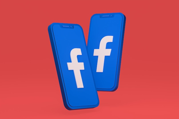 Icona di Facebook sul rendering 3d dello smartphone o del telefono cellulare sullo schermo