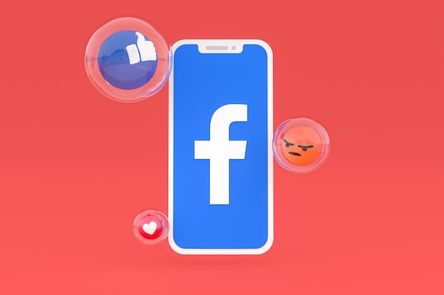 Icona di Facebook sullo schermo dello smartphone o del telefono cellulare 3d render