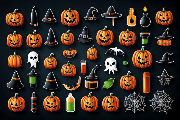 Icona di Halloween Piktogramm Set Sammlung Vektor schwarz
