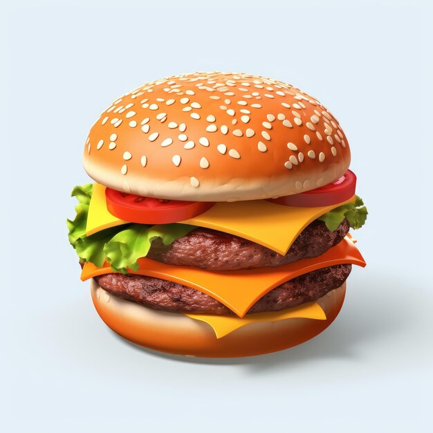 Icona di hamburger 3D su sfondo bianco