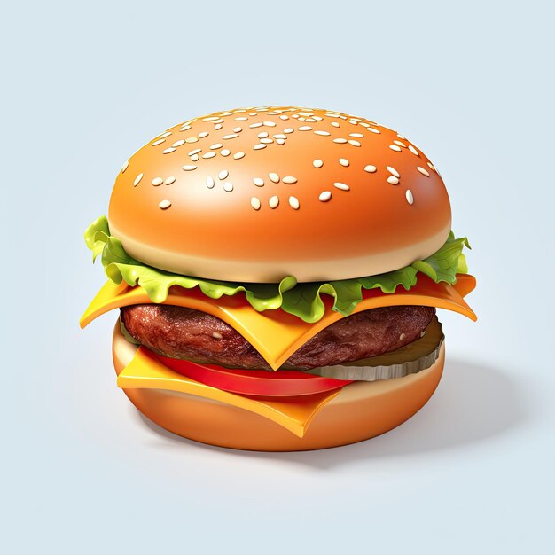 Icona di hamburger 3D su sfondo bianco