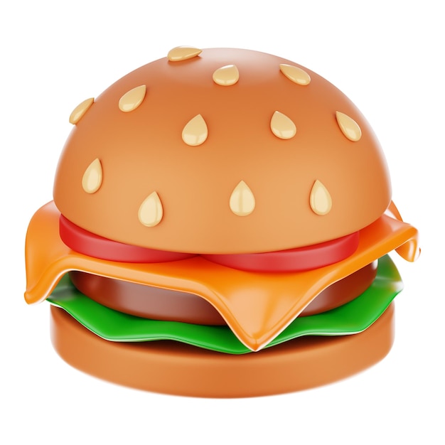 Icona di hamburger fast food premium rendering 3d su sfondo isolato