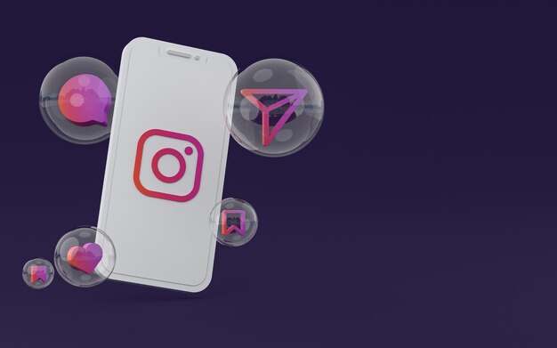 Icona di Instagram sullo schermo del telefono cellulare 3d render