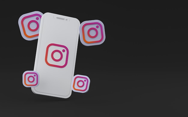 Icona di Instagram sullo schermo dello smartphone o del telefono cellulare 3d render