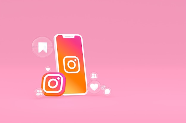 Icona di Instagram sullo schermo dello smartphone o del telefono cellulare 3d render