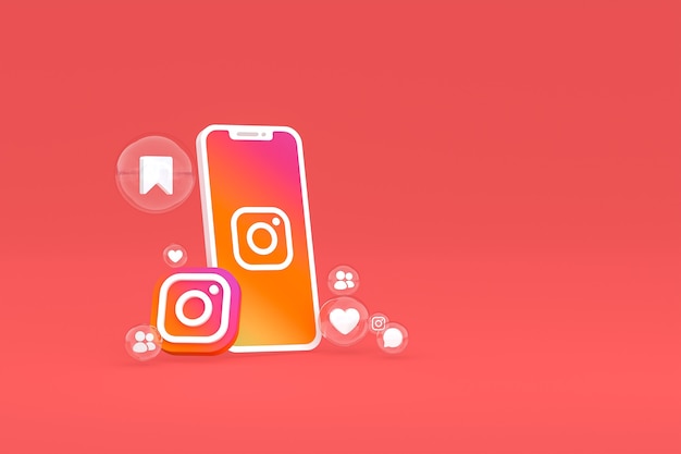 Icona di Instagram sullo schermo dello smartphone o del telefono cellulare 3d render