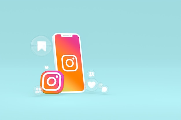 Icona di Instagram sullo schermo dello smartphone o del telefono cellulare 3d render