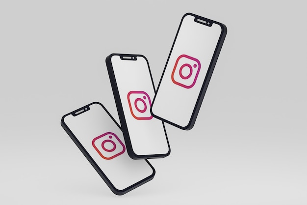 Icona di Instagram sullo schermo dello smartphone o del telefono cellulare 3d render