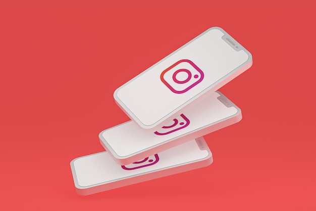 Icona di Instagram sullo schermo dello smartphone o del telefono cellulare 3d render