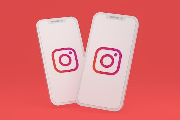 Icona di Instagram sullo schermo dello smartphone o del telefono cellulare 3d render