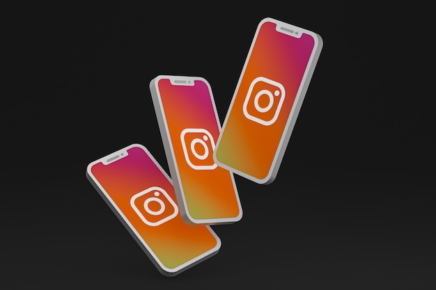 Icona di Instagram sullo schermo dello smartphone o del telefono cellulare 3d render