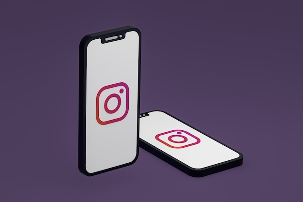 Icona di Instagram sullo schermo dello smartphone o del telefono cellulare 3d render