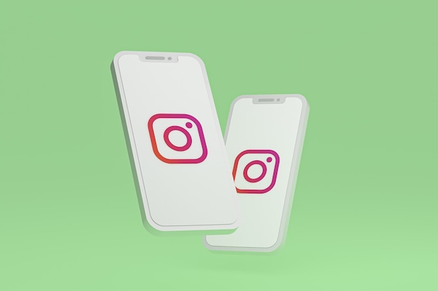 Icona di Instagram sullo schermo dello smartphone o del telefono cellulare 3d render