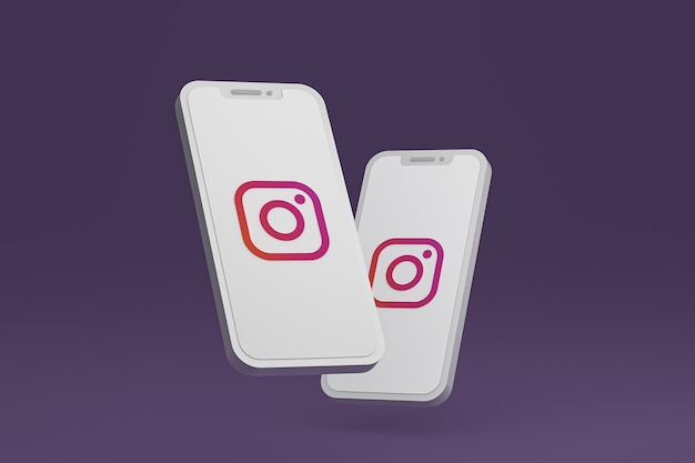 Icona di Instagram sullo schermo dello smartphone o del telefono cellulare 3d render