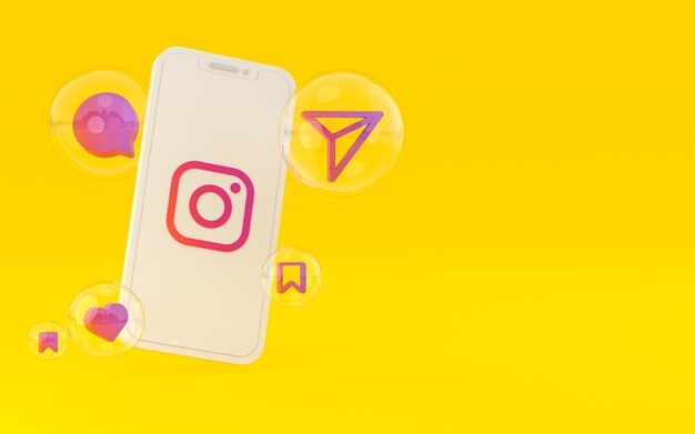 Icona di Instagram sullo schermo dello smartphone o del telefono cellulare 3d render