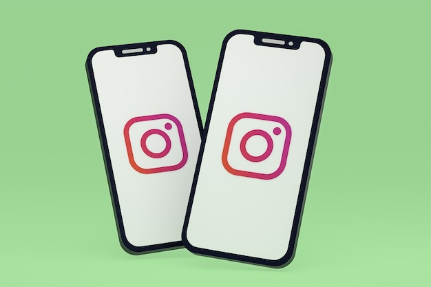 Icona di Instagram sullo schermo dello smartphone o del telefono cellulare 3d render