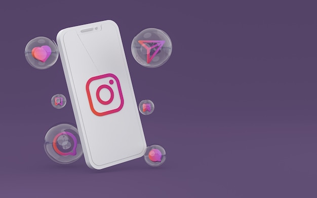 Icona di Instagram sullo schermo dello smartphone o del telefono cellulare 3d render