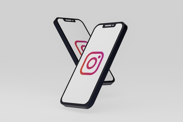 Icona di Instagram sullo schermo dello smartphone o del telefono cellulare 3d render