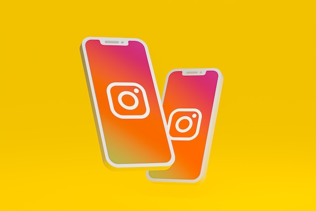 Icona di Instagram sullo schermo dello smartphone o del telefono cellulare 3d render