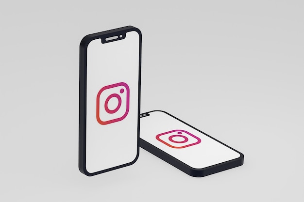 Icona di Instagram sullo schermo dello smartphone o del telefono cellulare 3d render