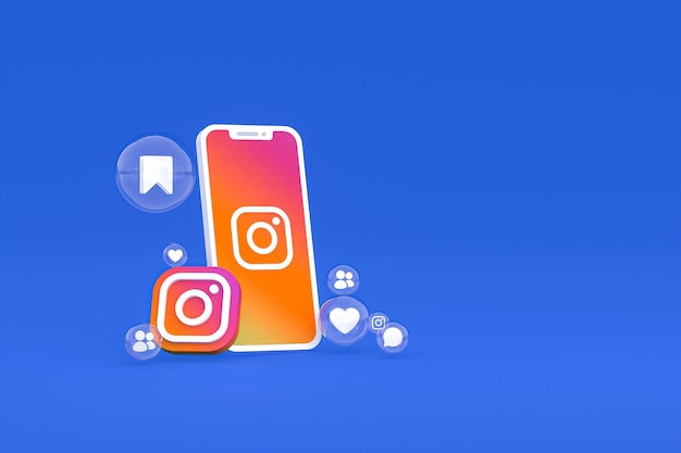 Icona di Instagram sullo schermo dello smartphone o del telefono cellulare 3d render