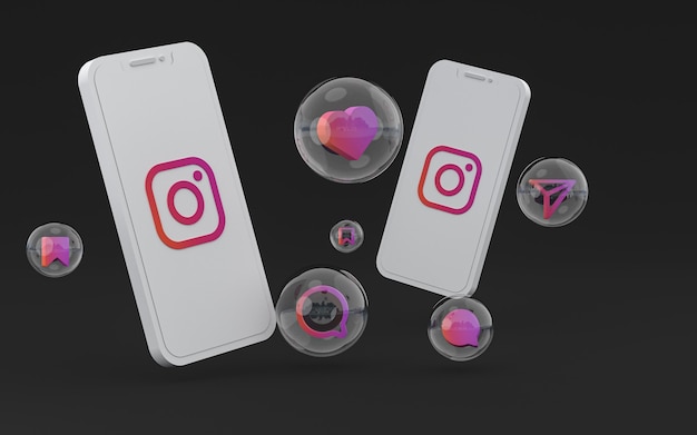 Icona di Instagram sullo schermo dello smartphone o del telefono cellulare 3d render