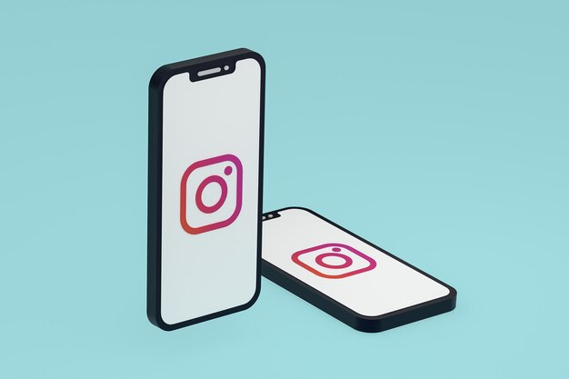 Icona di Instagram sullo schermo dello smartphone o del telefono cellulare 3d render