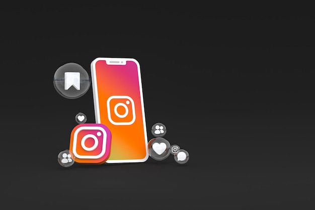 Icona di Instagram sullo schermo smartphone o telefono cellulare rendering 3d