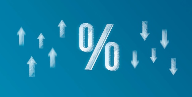 Icona di percentuale e frecce su e giù dal web