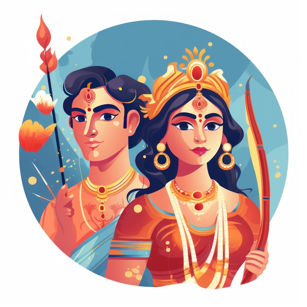 Icona di Rama e Sita per il Diwali
