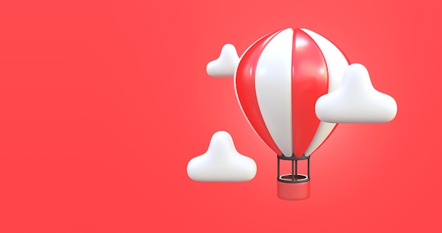 icona di rendering 3D della mongolfiera rossa