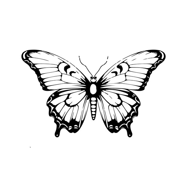 icona di silhouette di farfalla nera isolata su sfondo bianco generativa ai