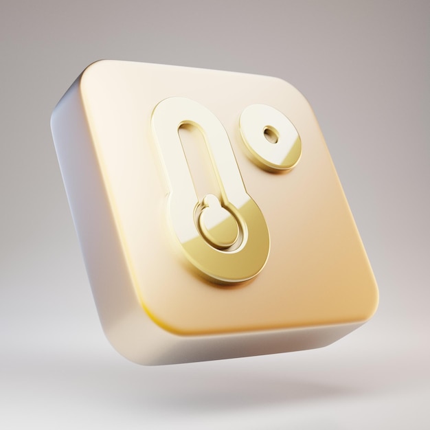 Icona di temperatura bassa. Simbolo dorato di bassa temperatura su placca in oro opaco. 3D ha reso l'icona dei social media.