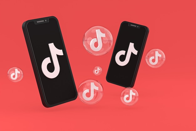 Icona di Tiktok sullo schermo dello smartphone o del telefono cellulare 3d render