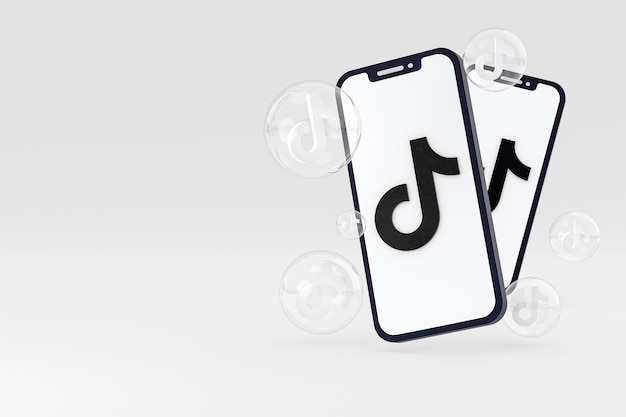 Icona di Tiktok sullo schermo dello smartphone o del telefono cellulare 3d render