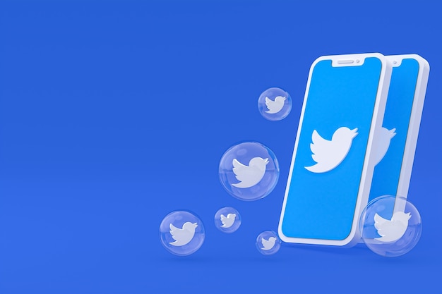 Icona di Twitter sullo schermo smartphone 3d render