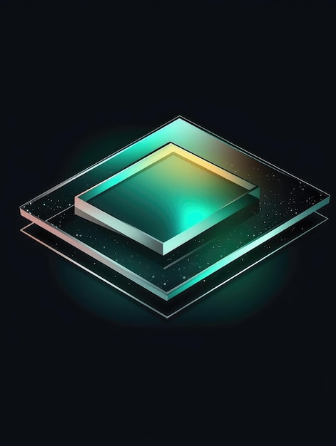 Icona di una cornice fotografica con vista isometrica in vetro traslucido AI generativa