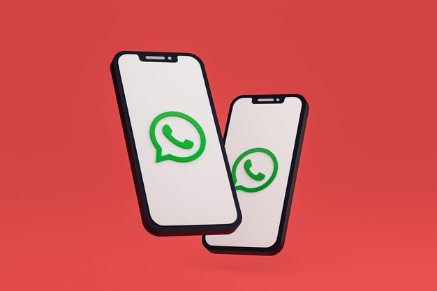 Icona di Whatsapp sullo schermo dello smartphone o del telefono cellulare 3d render