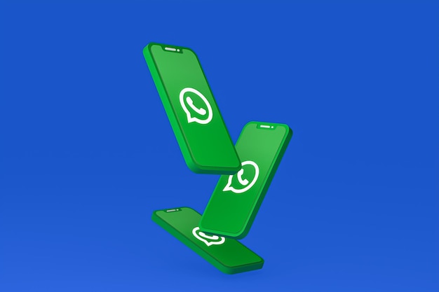 Icona di Whatsapp sullo schermo dello smartphone o del telefono cellulare 3d render