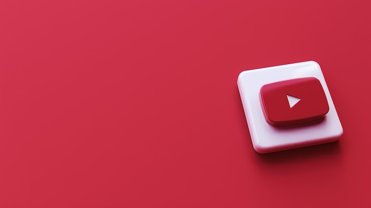 Foto icona di youtube sulla superficie rossa