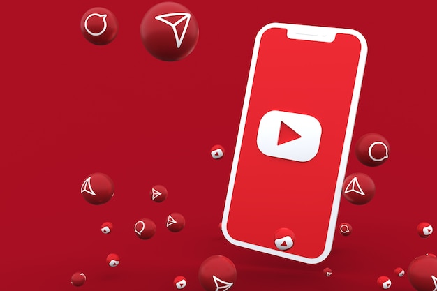 Icona di Youtube sullo schermo dello smartphone o del cellulare e le reazioni di Youtube chiamano con isolato