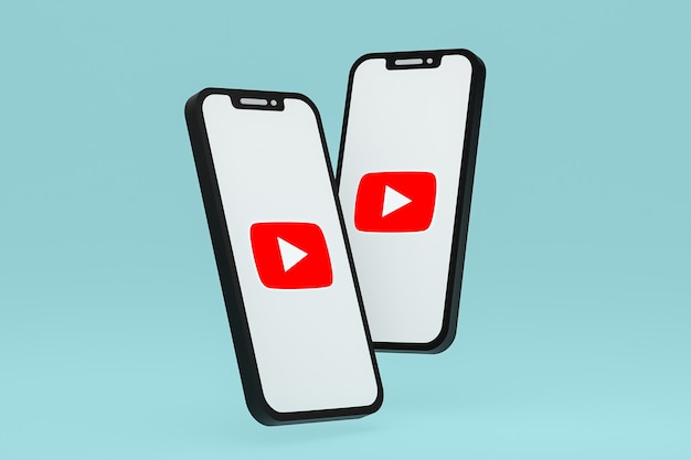 Icona di Youtube sullo schermo dello smartphone o del telefono cellulare 3d render