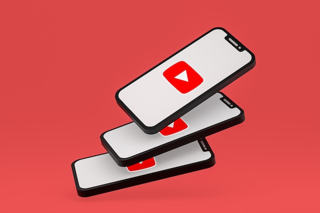 Icona di Youtube sullo schermo dello smartphone o del telefono cellulare 3d render