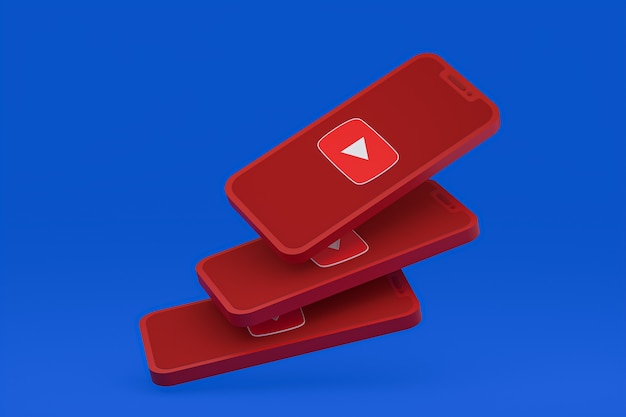 Icona di Youtube sullo schermo dello smartphone o del telefono cellulare 3d render