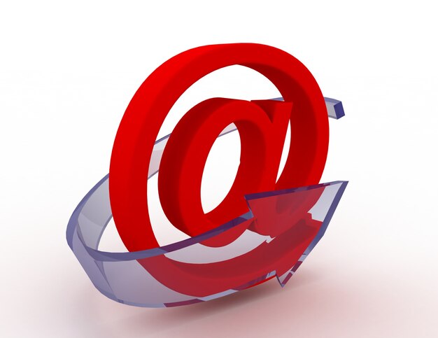 Icona e-mail 3D con freccia blu